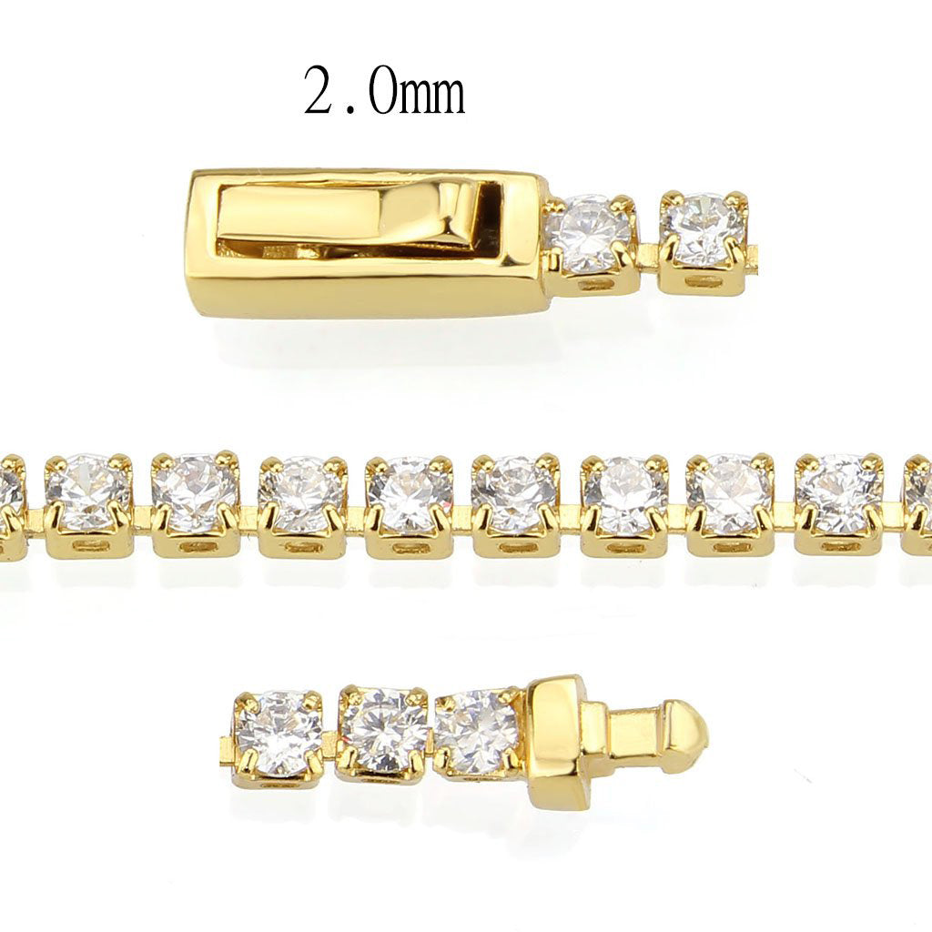 MA3W1686 - Gold Brass Bracelet with AAA Grade CZ in Clear