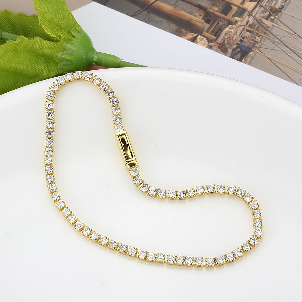 MA3W1686 - Gold Brass Bracelet with AAA Grade CZ in Clear