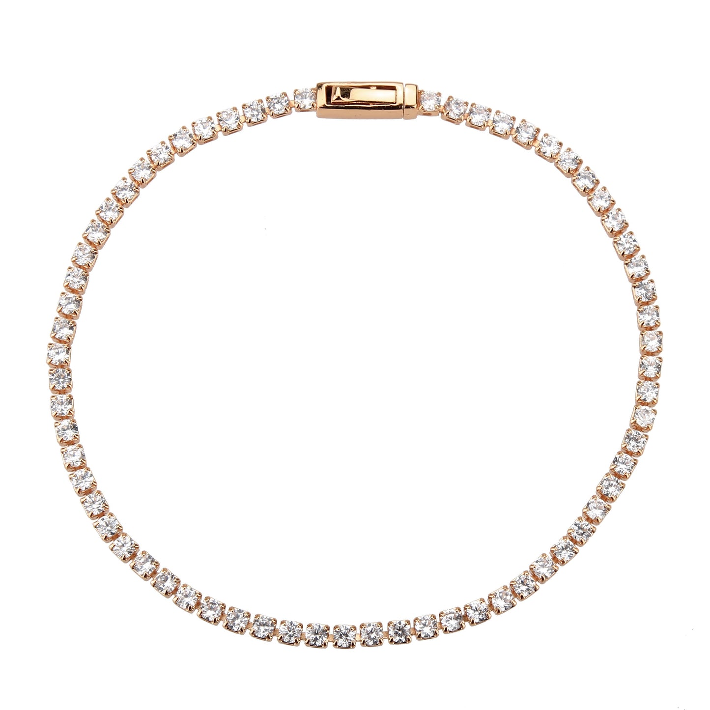 MA3W1687 - Rose Gold Brass Bracelet with AAA Grade CZ in Clear