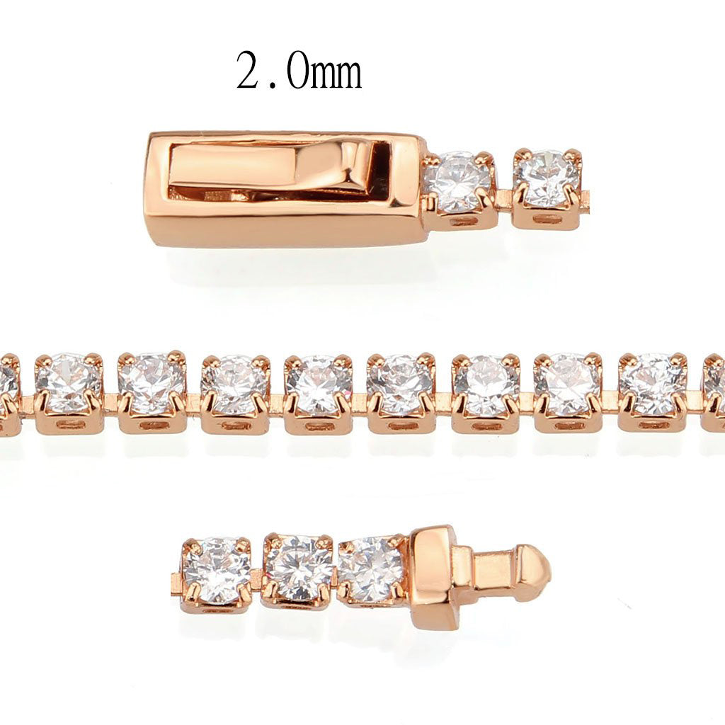 MA3W1687 - Rose Gold Brass Bracelet with AAA Grade CZ in Clear