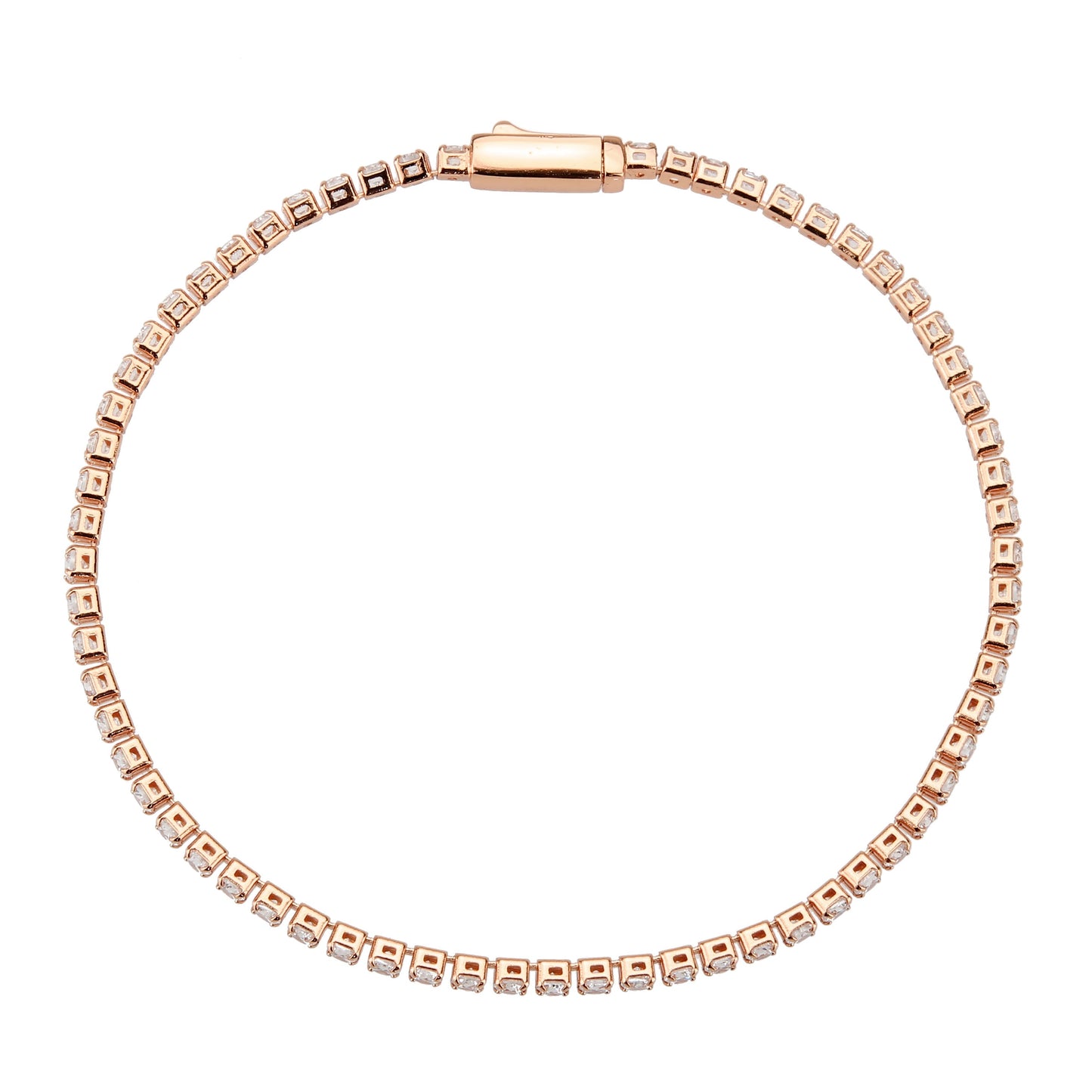 MA3W1687 - Rose Gold Brass Bracelet with AAA Grade CZ in Clear