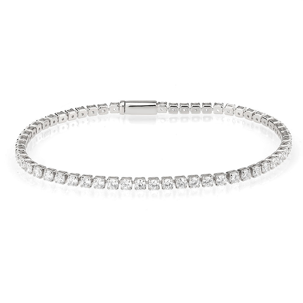 MA3W1688 - Rhodium Brass Bracelet with AAA Grade CZ in Clear