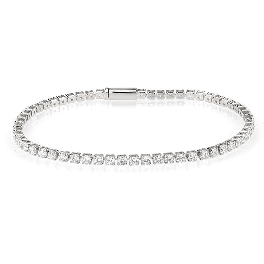 MA3W1688 - Rhodium Brass Bracelet with AAA Grade CZ in Clear