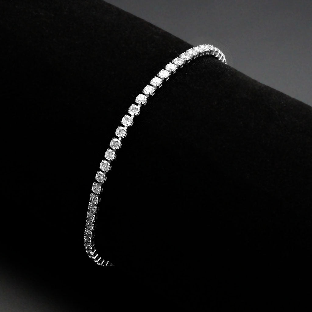 MA3W1688 - Rhodium Brass Bracelet with AAA Grade CZ in Clear