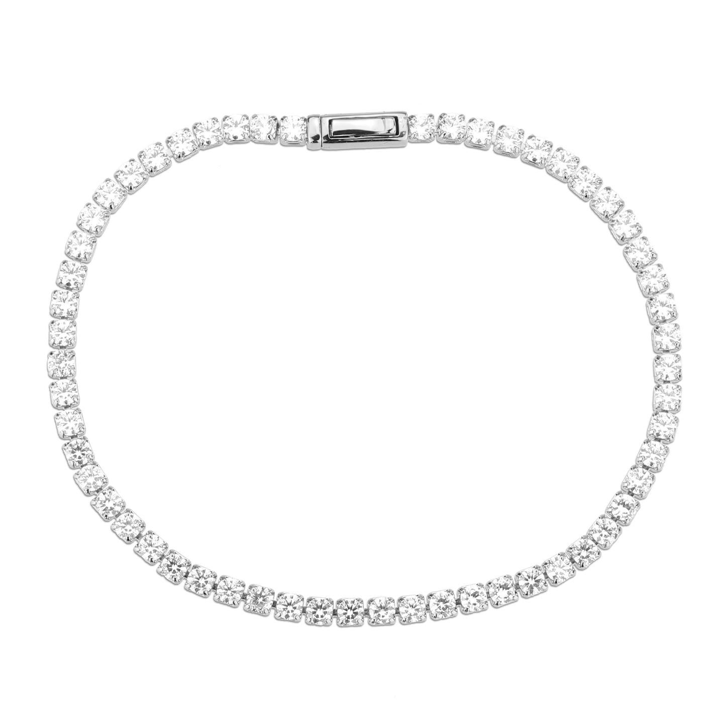 MA3W1688 - Rhodium Brass Bracelet with AAA Grade CZ in Clear