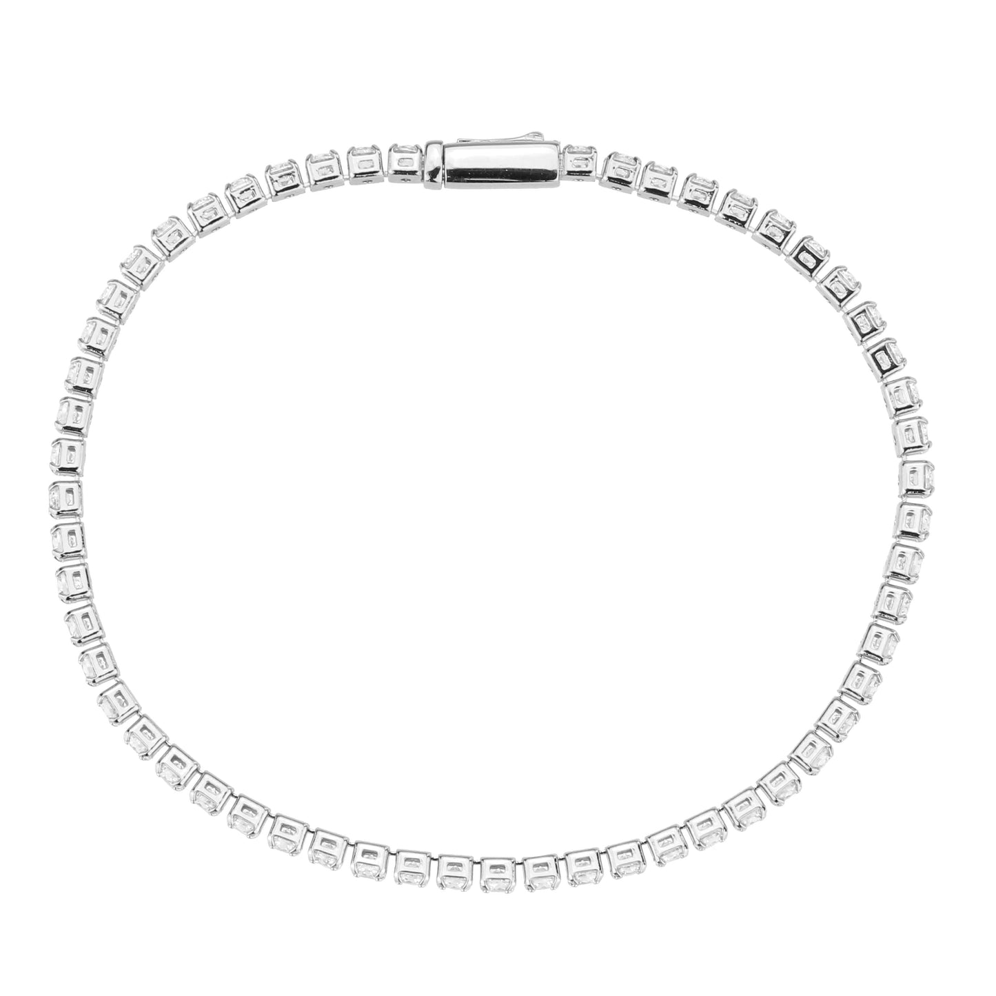 MA3W1688 - Rhodium Brass Bracelet with AAA Grade CZ in Clear