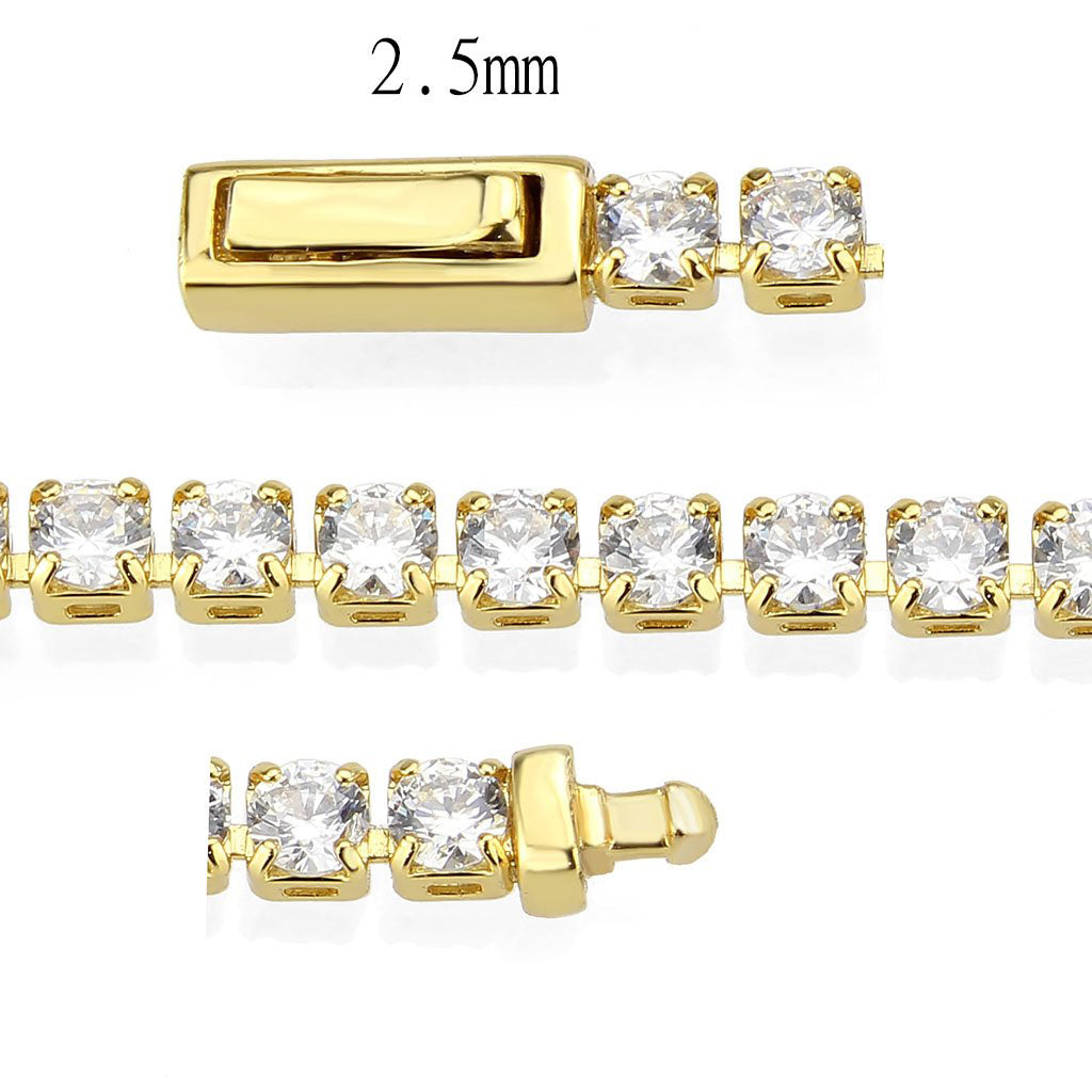 MA3W1689 - Gold Brass Bracelet with AAA Grade CZ in Clear