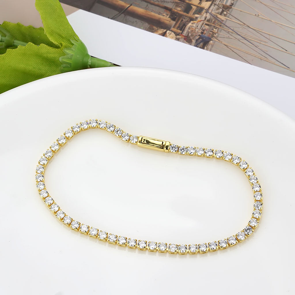 MA3W1689 - Gold Brass Bracelet with AAA Grade CZ in Clear