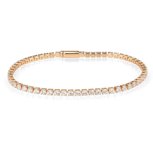 MA3W1690 - Rose Gold Brass Bracelet with AAA Grade CZ in Clear