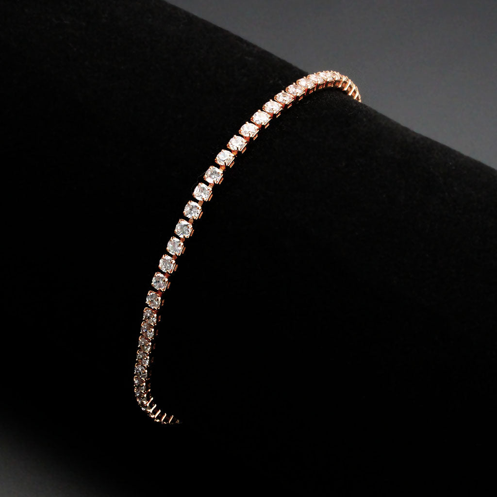 MA3W1690 - Rose Gold Brass Bracelet with AAA Grade CZ in Clear