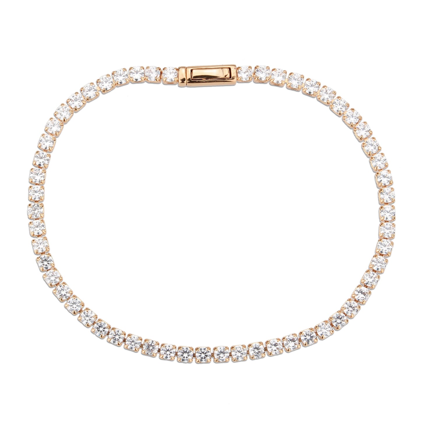 MA3W1690 - Rose Gold Brass Bracelet with AAA Grade CZ in Clear