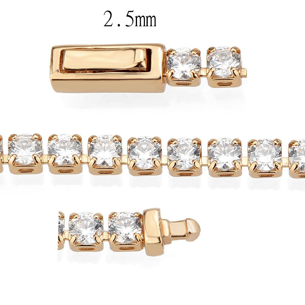 MA3W1690 - Rose Gold Brass Bracelet with AAA Grade CZ in Clear