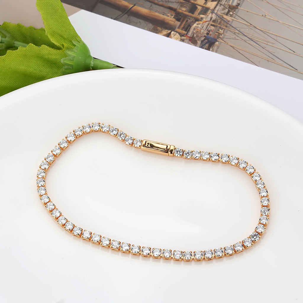 MA3W1690 - Rose Gold Brass Bracelet with AAA Grade CZ in Clear