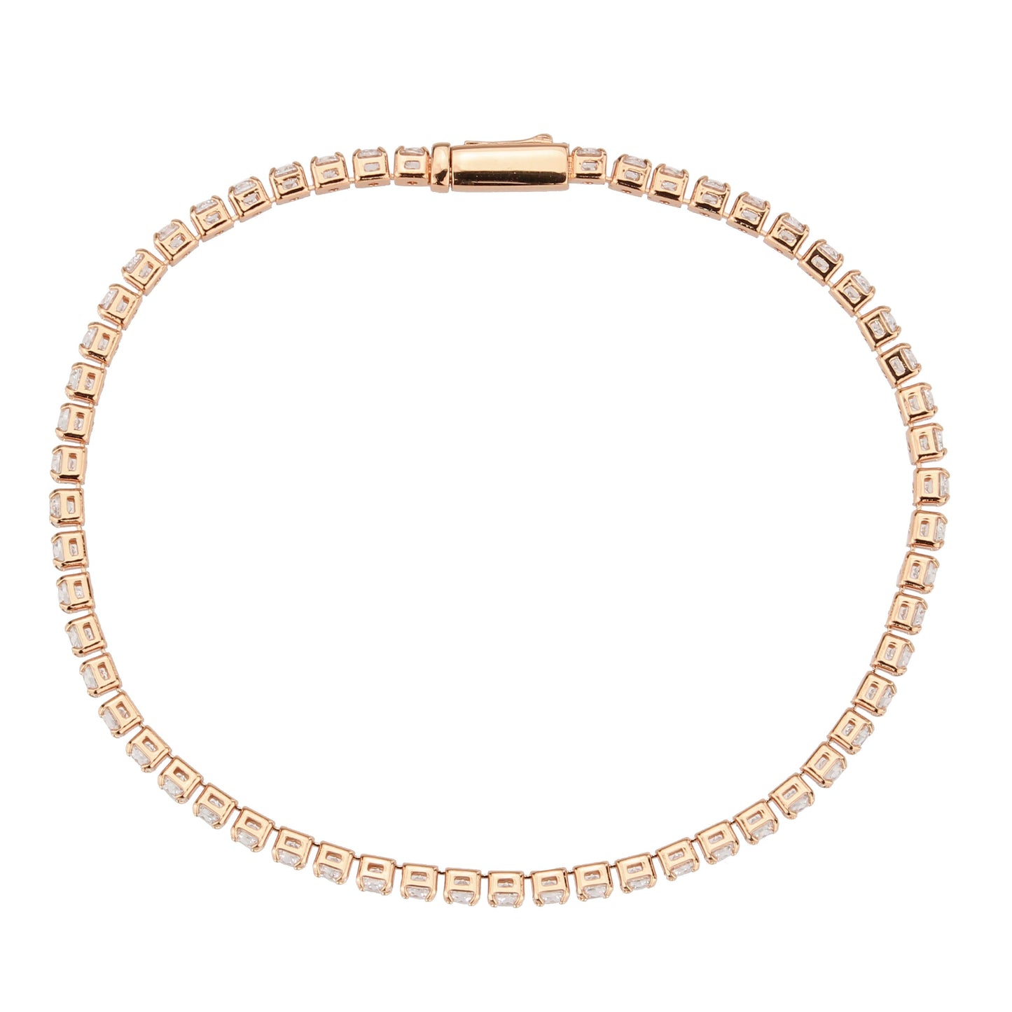 MA3W1690 - Rose Gold Brass Bracelet with AAA Grade CZ in Clear