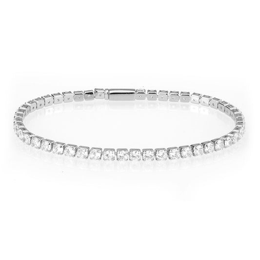 MA3W1691 - Rhodium Brass Bracelet with AAA Grade CZ in Clear