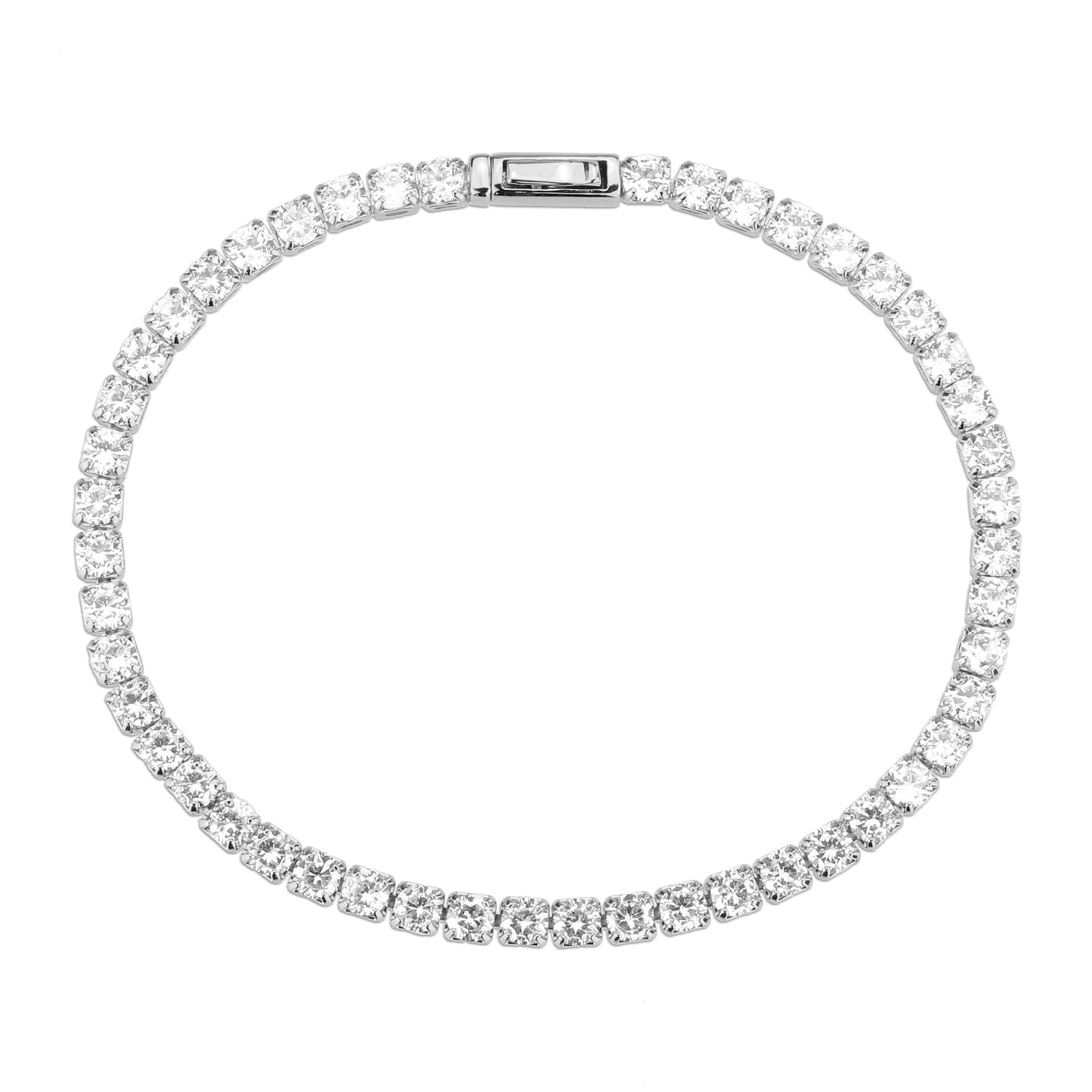 MA3W1691 - Rhodium Brass Bracelet with AAA Grade CZ in Clear