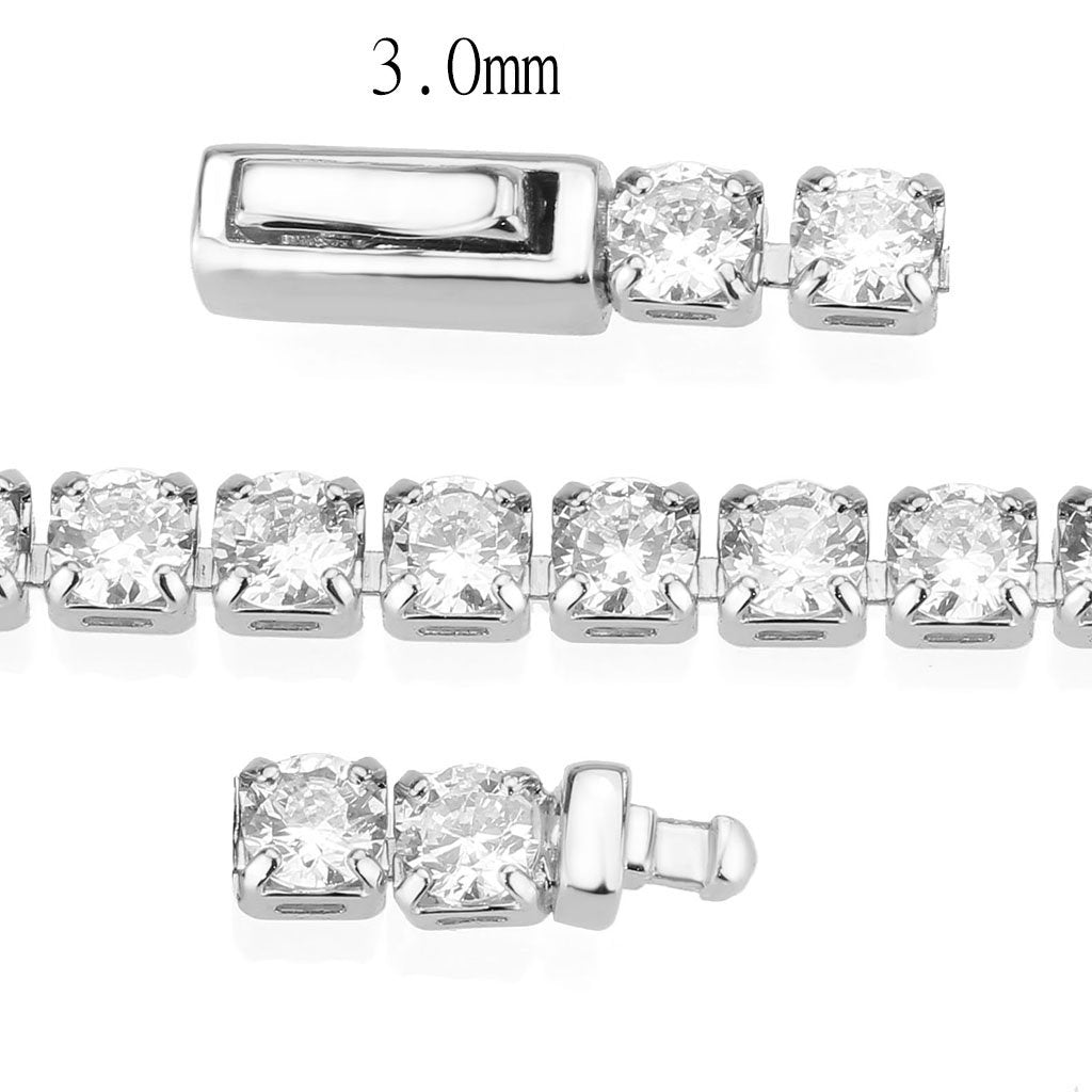 MA3W1691 - Rhodium Brass Bracelet with AAA Grade CZ in Clear