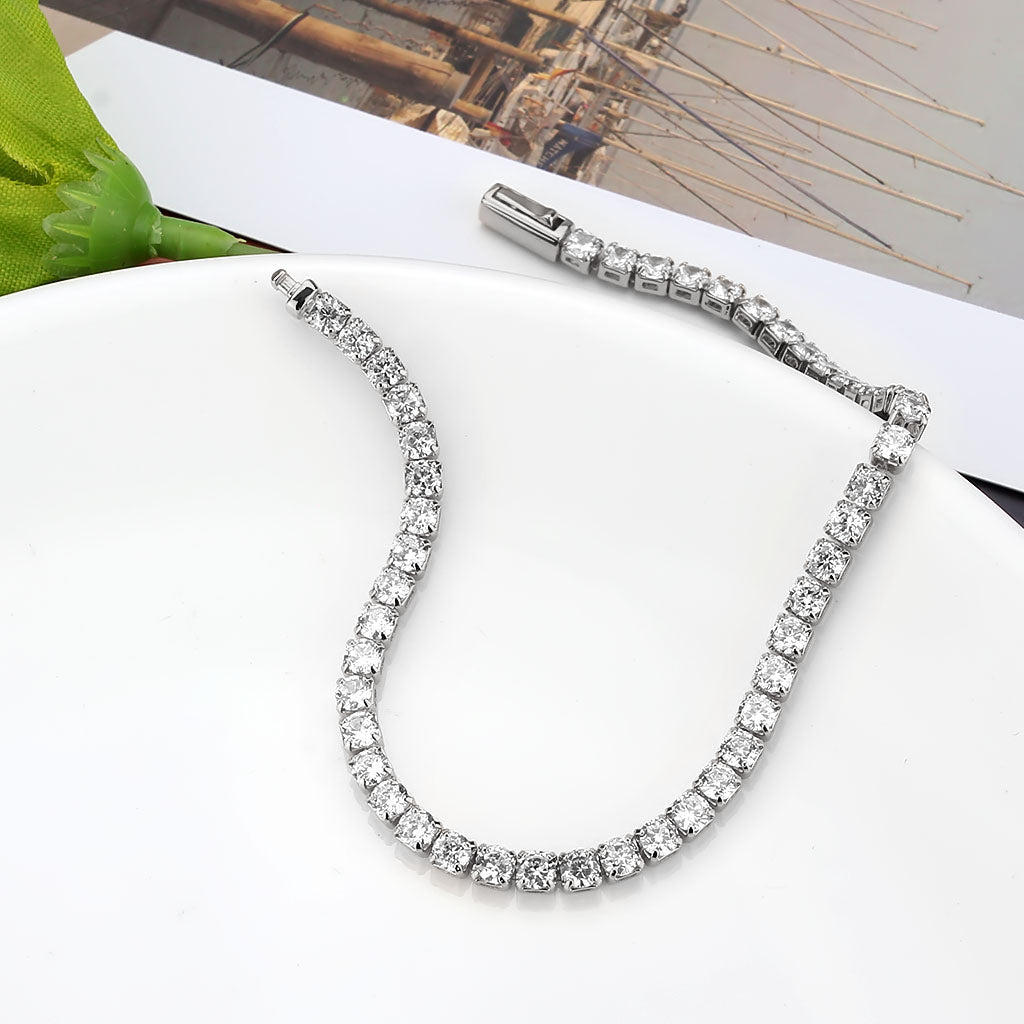 MA3W1691 - Rhodium Brass Bracelet with AAA Grade CZ in Clear