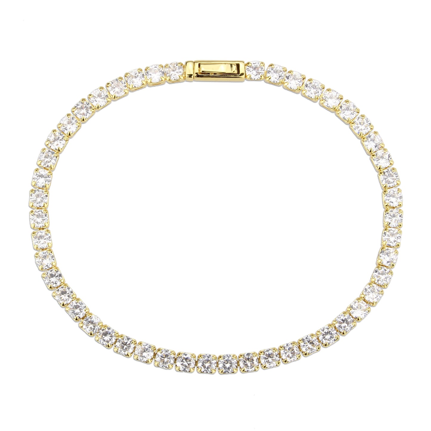 MA3W1692 - Gold Brass Bracelet with AAA Grade CZ in Clear