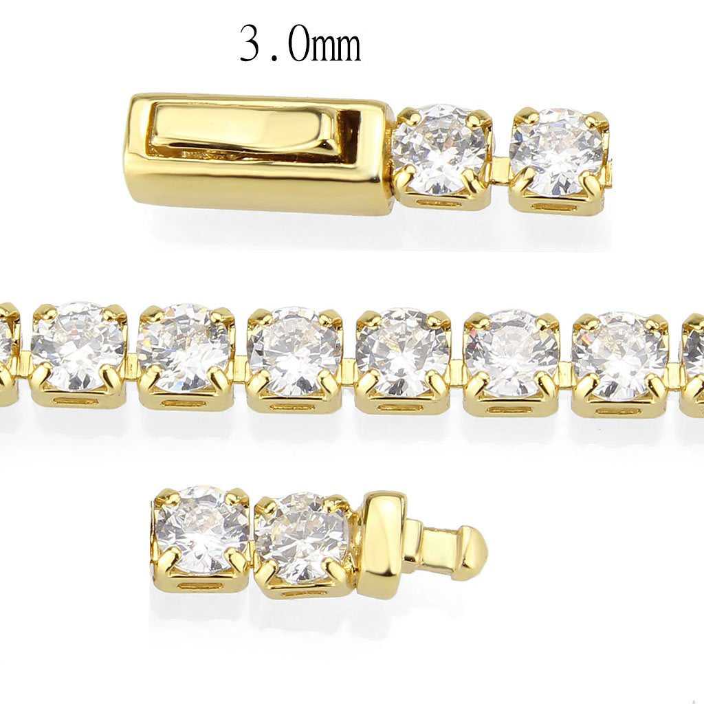 MA3W1692 - Gold Brass Bracelet with AAA Grade CZ in Clear