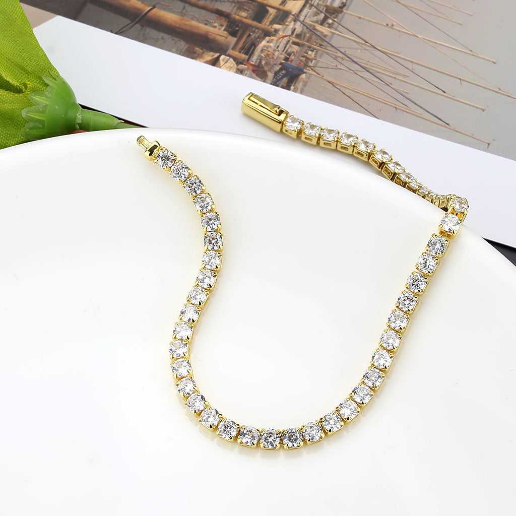 MA3W1692 - Gold Brass Bracelet with AAA Grade CZ in Clear