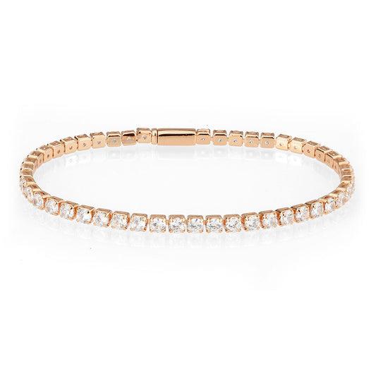 MA3W1693 - Rose Gold Brass Bracelet with AAA Grade CZ in Clear