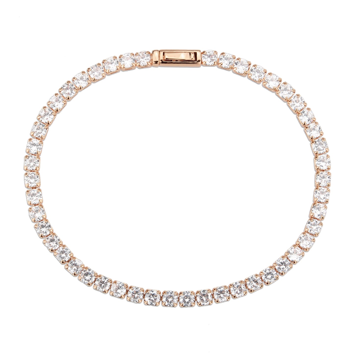 MA3W1693 - Rose Gold Brass Bracelet with AAA Grade CZ in Clear