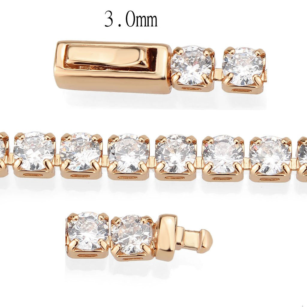 MA3W1693 - Rose Gold Brass Bracelet with AAA Grade CZ in Clear