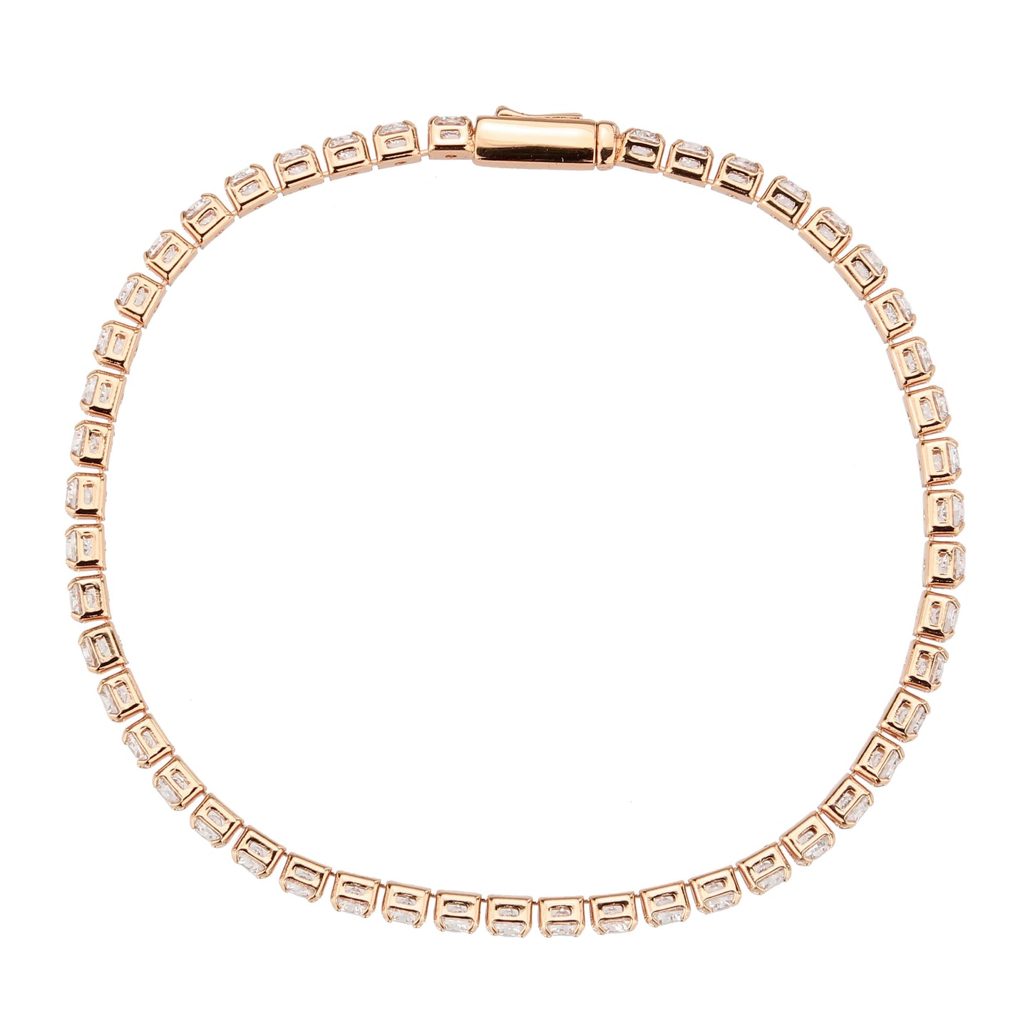 MA3W1693 - Rose Gold Brass Bracelet with AAA Grade CZ in Clear