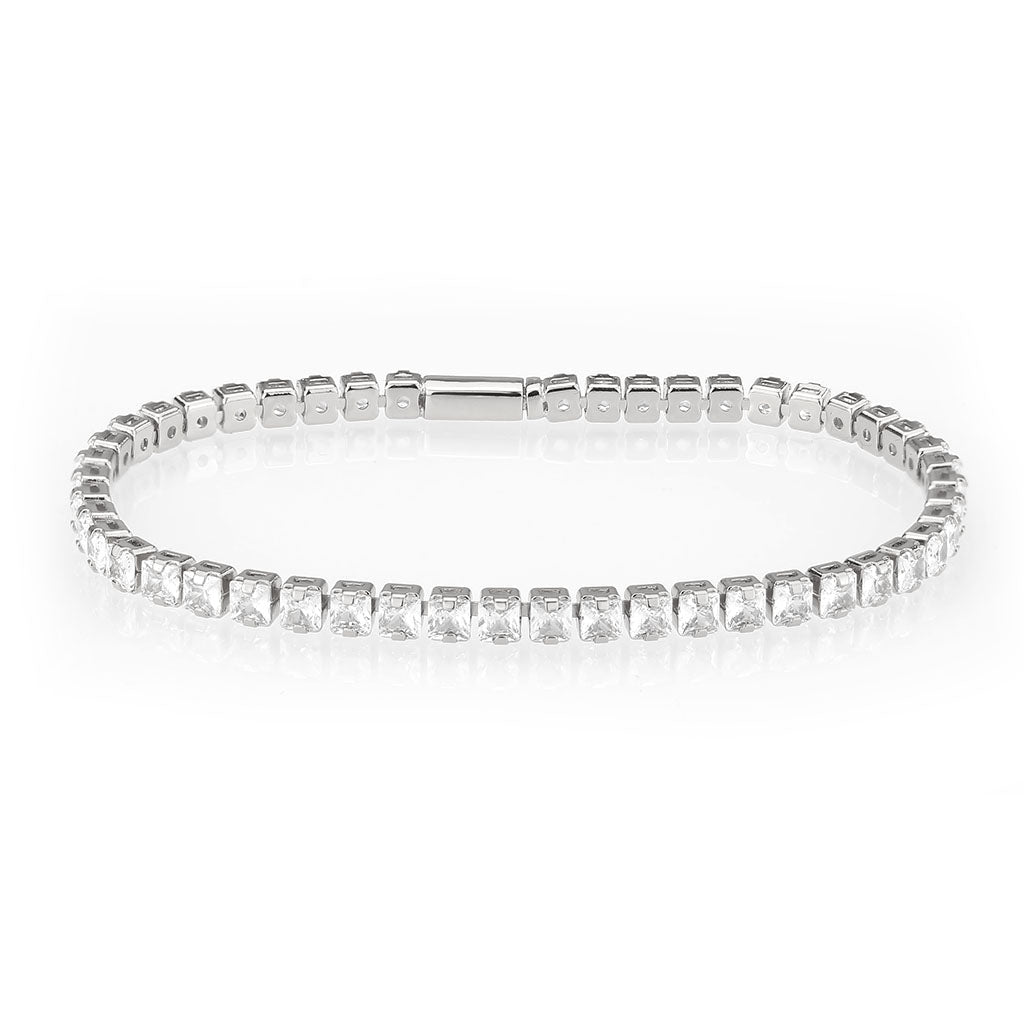 MA3W1694 - Rhodium Brass Bracelet with AAA Grade CZ in Clear