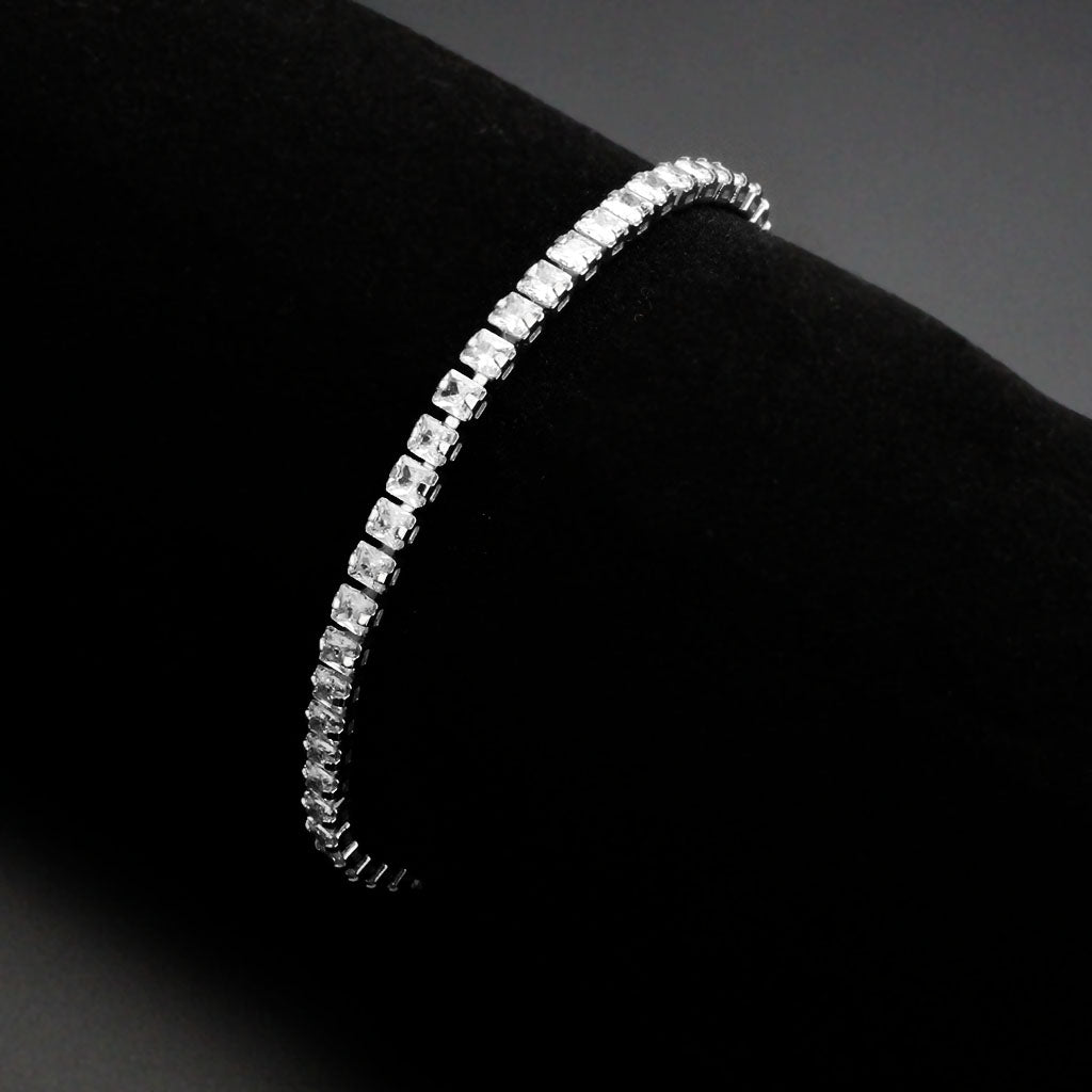 MA3W1694 - Rhodium Brass Bracelet with AAA Grade CZ in Clear