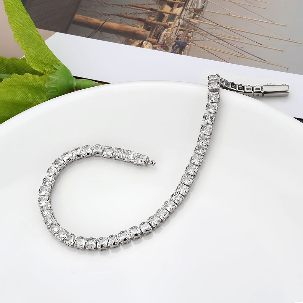 MA3W1694 - Rhodium Brass Bracelet with AAA Grade CZ in Clear