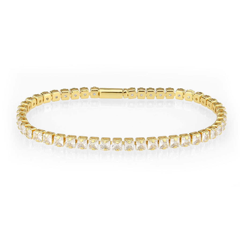 MA3W1695 - Gold Brass Bracelet with AAA Grade CZ in Clear