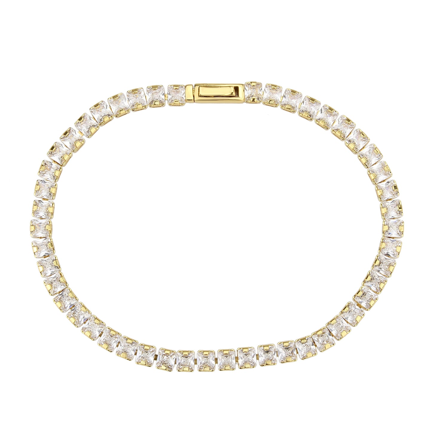 MA3W1695 - Gold Brass Bracelet with AAA Grade CZ in Clear
