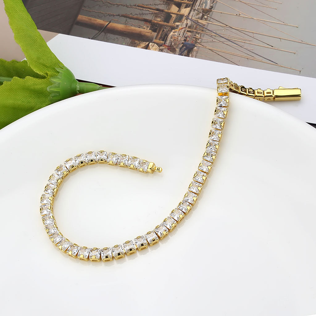 MA3W1695 - Gold Brass Bracelet with AAA Grade CZ in Clear