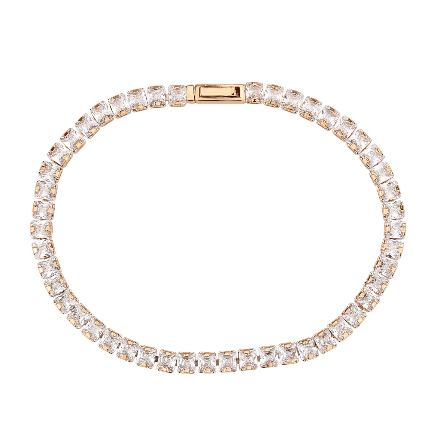 MA3W1696 - Rose Gold Brass Bracelet with AAA Grade CZ in Clear
