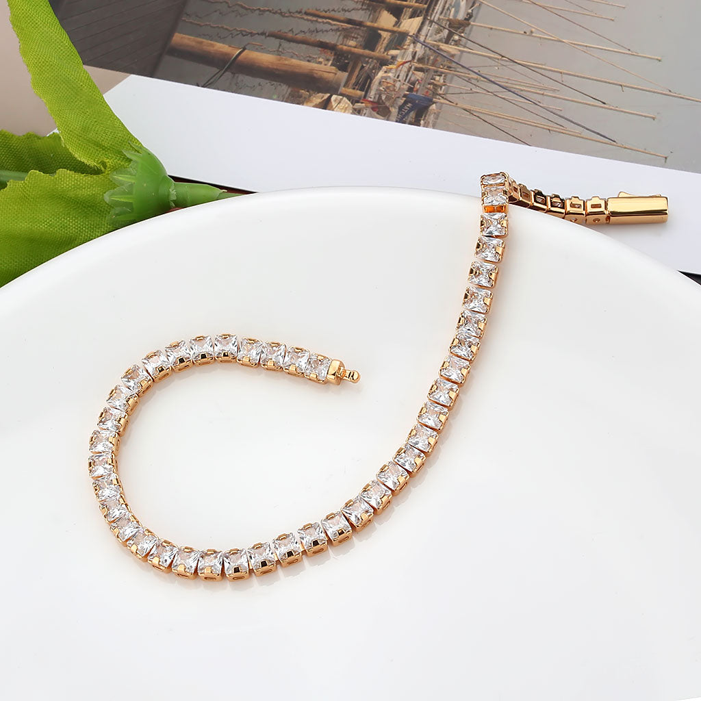 MA3W1696 - Rose Gold Brass Bracelet with AAA Grade CZ in Clear