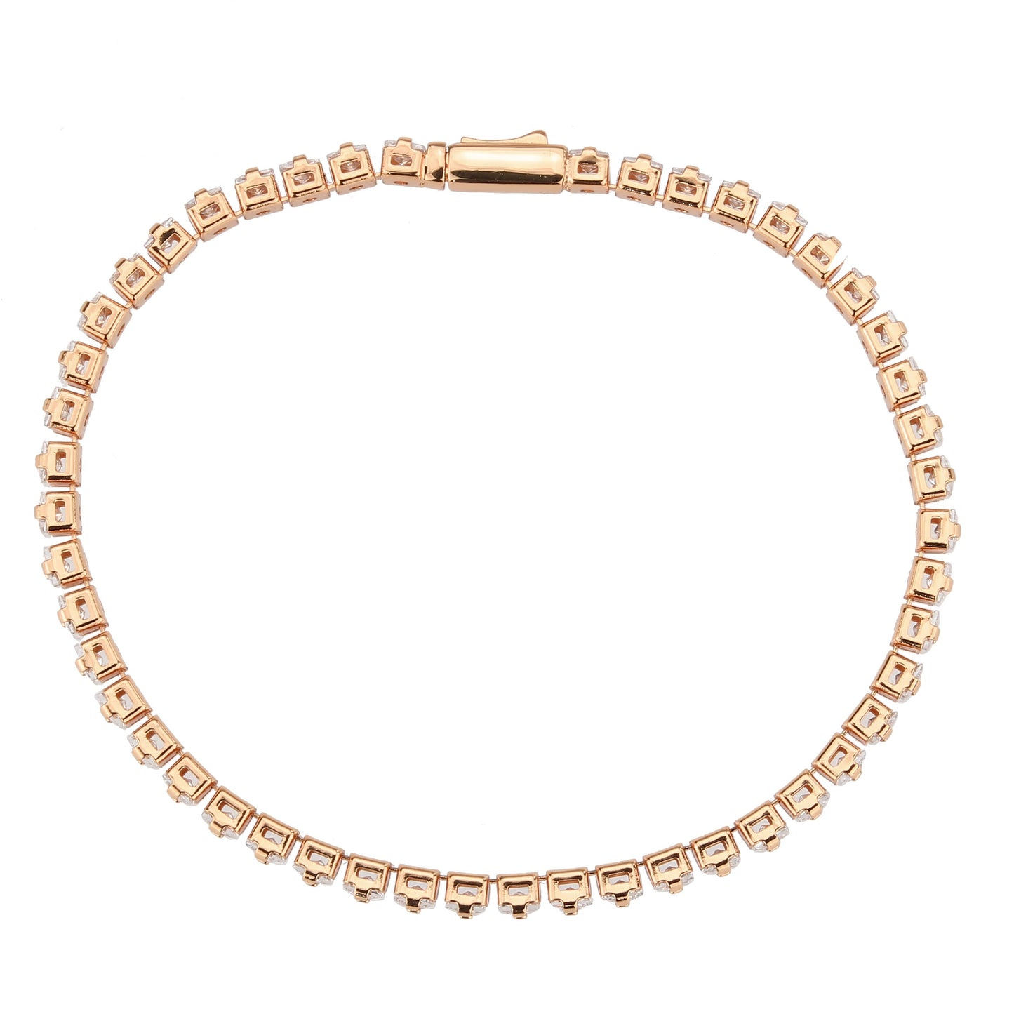 MA3W1696 - Rose Gold Brass Bracelet with AAA Grade CZ in Clear