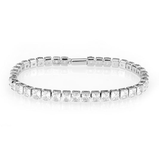 MA3W1697 - Rhodium Brass Bracelet with AAA Grade CZ in Clear