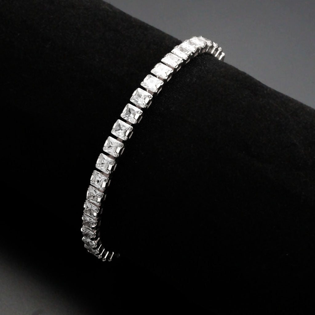 MA3W1697 - Rhodium Brass Bracelet with AAA Grade CZ in Clear