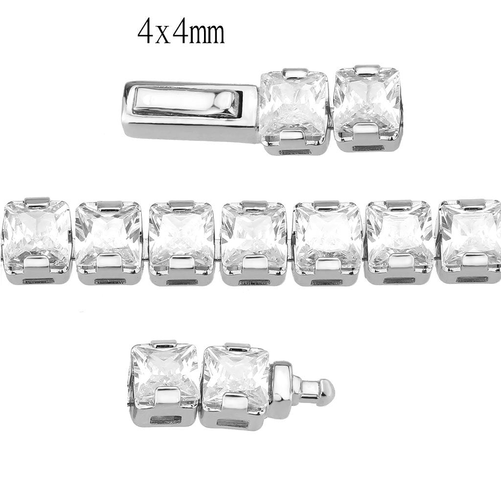 MA3W1697 - Rhodium Brass Bracelet with AAA Grade CZ in Clear