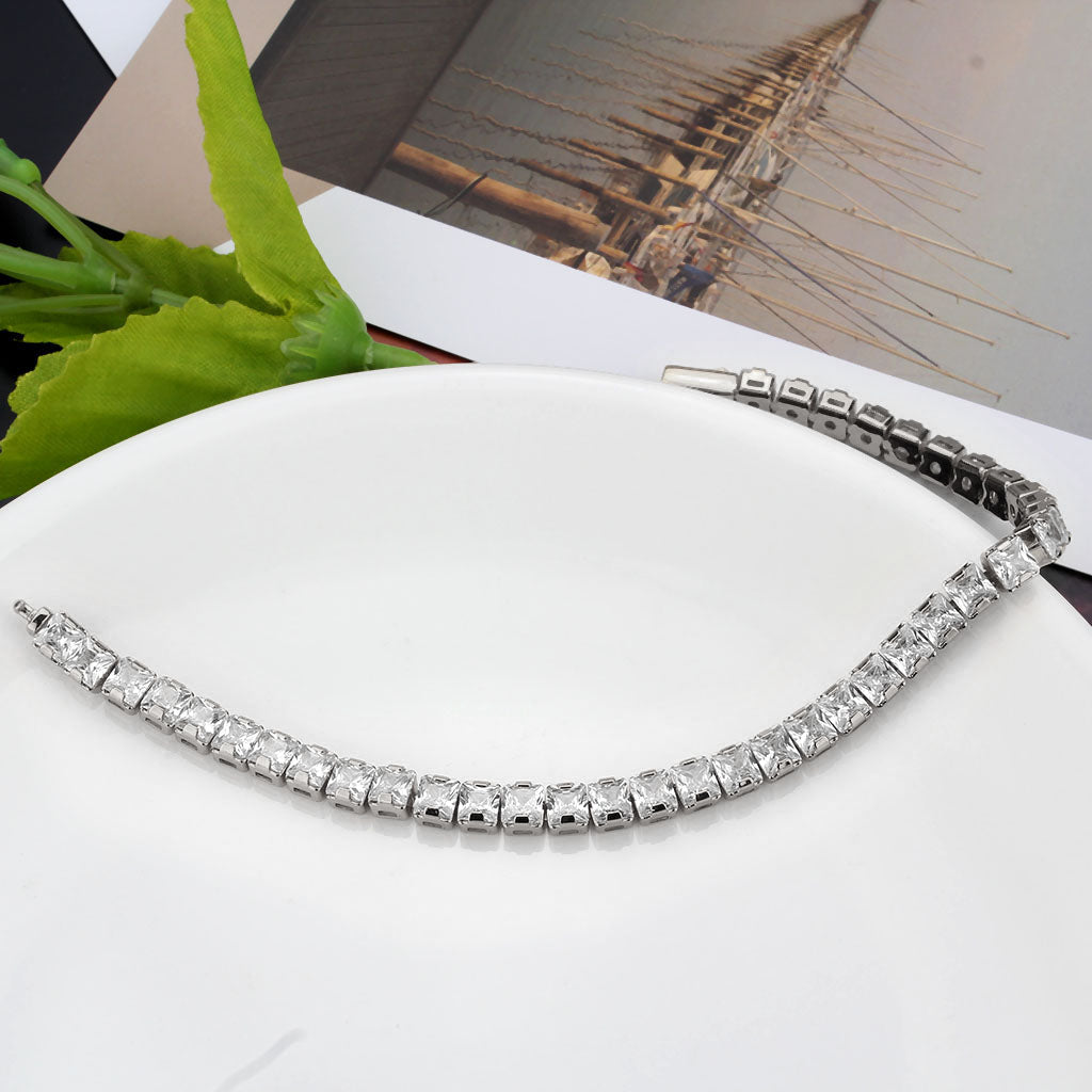 MA3W1697 - Rhodium Brass Bracelet with AAA Grade CZ in Clear
