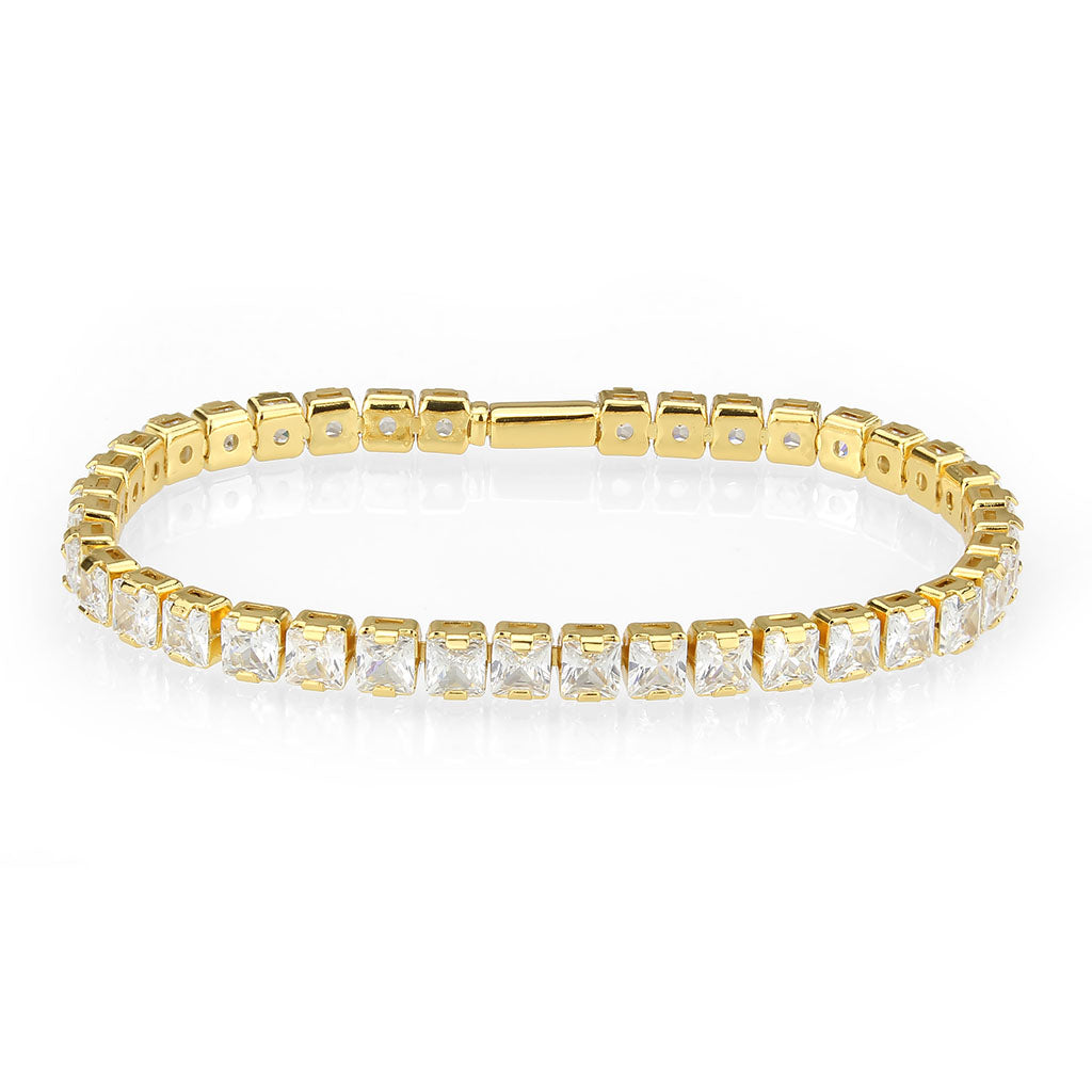 MA3W1698 - Gold Brass Bracelet with AAA Grade CZ in Clear