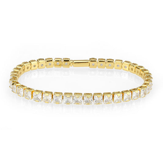MA3W1698 - Gold Brass Bracelet with AAA Grade CZ in Clear