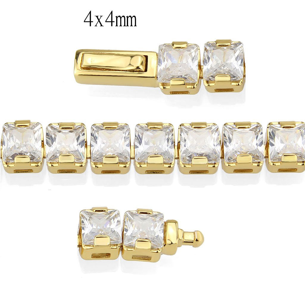 MA3W1698 - Gold Brass Bracelet with AAA Grade CZ in Clear