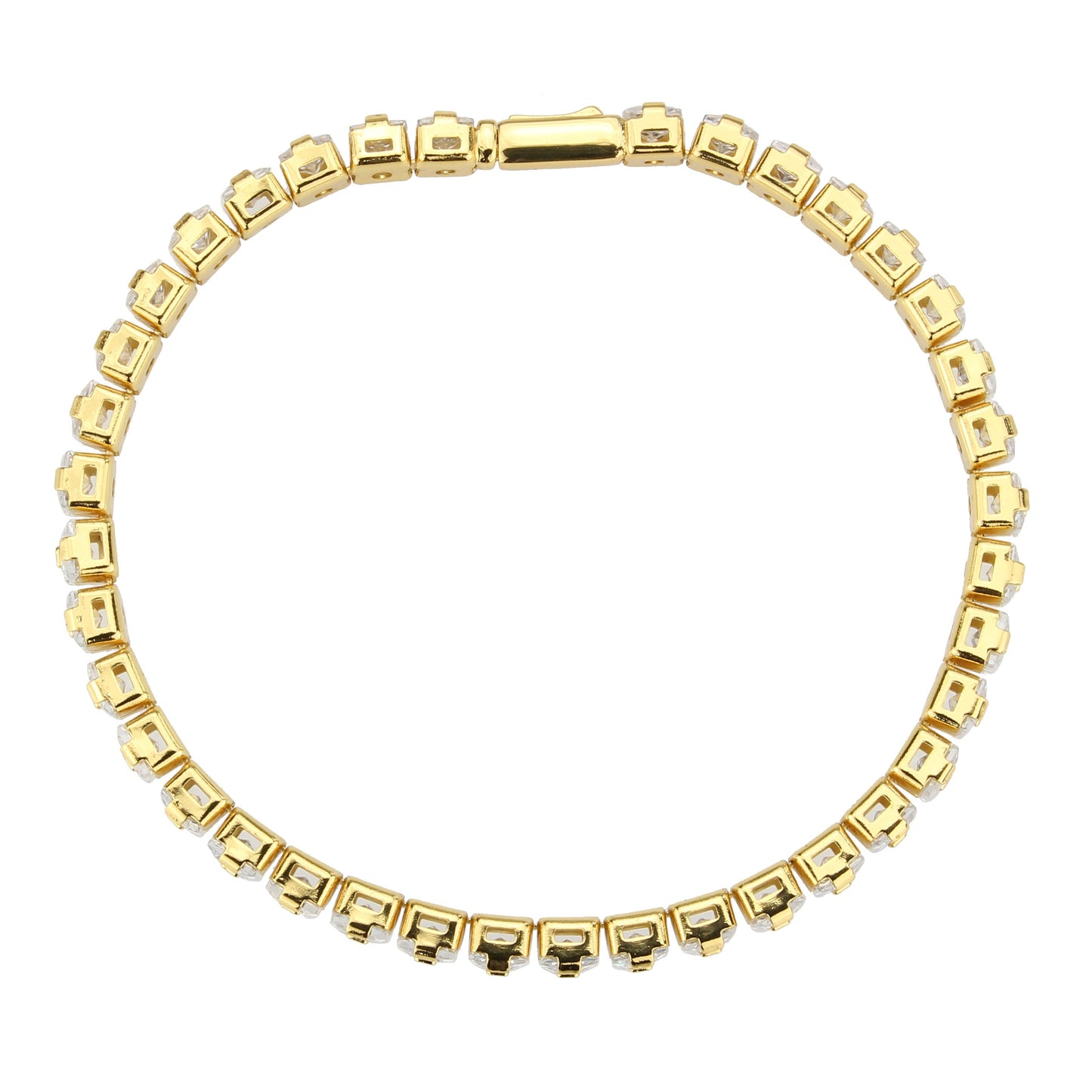MA3W1698 - Gold Brass Bracelet with AAA Grade CZ in Clear