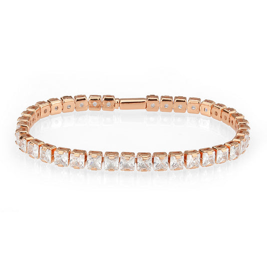 MA3W1699 - Rose Gold Brass Bracelet with AAA Grade CZ in Clear