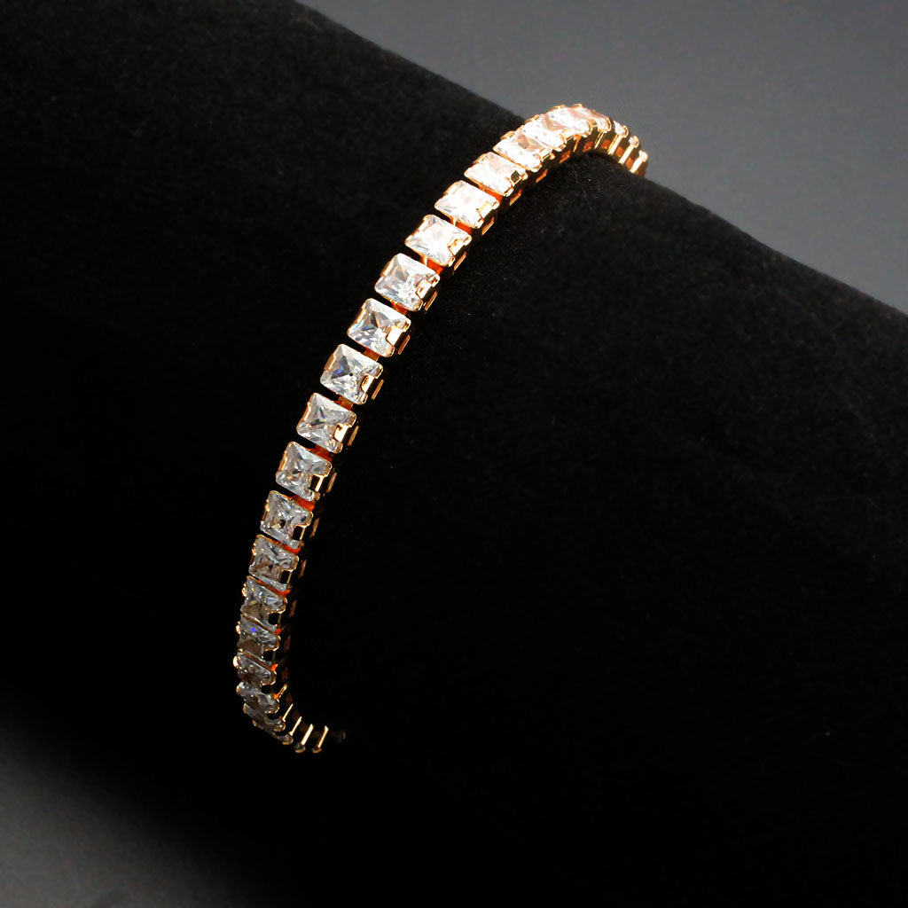 MA3W1699 - Rose Gold Brass Bracelet with AAA Grade CZ in Clear