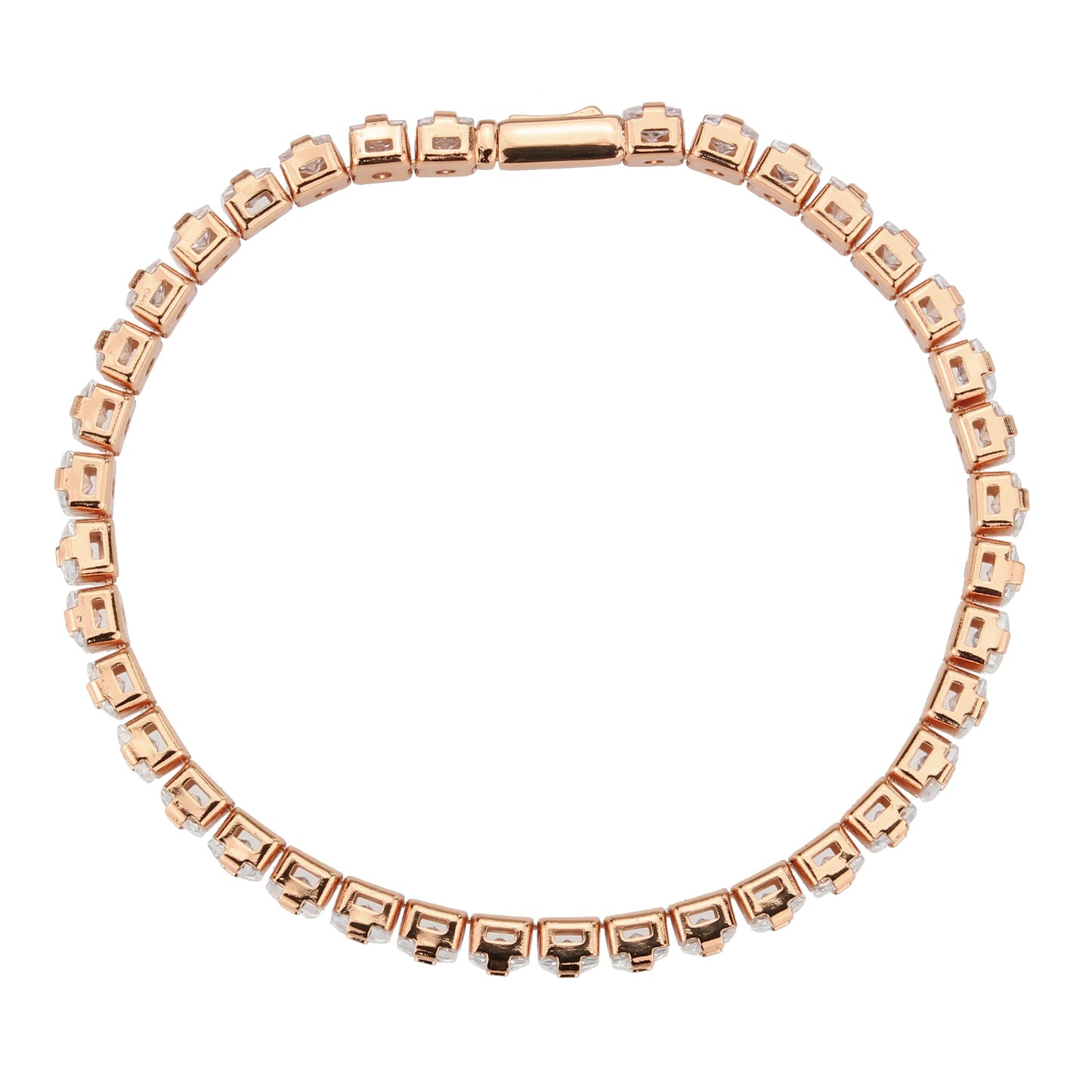 MA3W1699 - Rose Gold Brass Bracelet with AAA Grade CZ in Clear