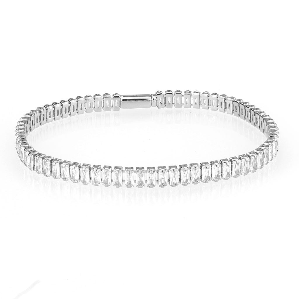 MA3W1700 - Rhodium Brass Bracelet with AAA Grade CZ in Clear